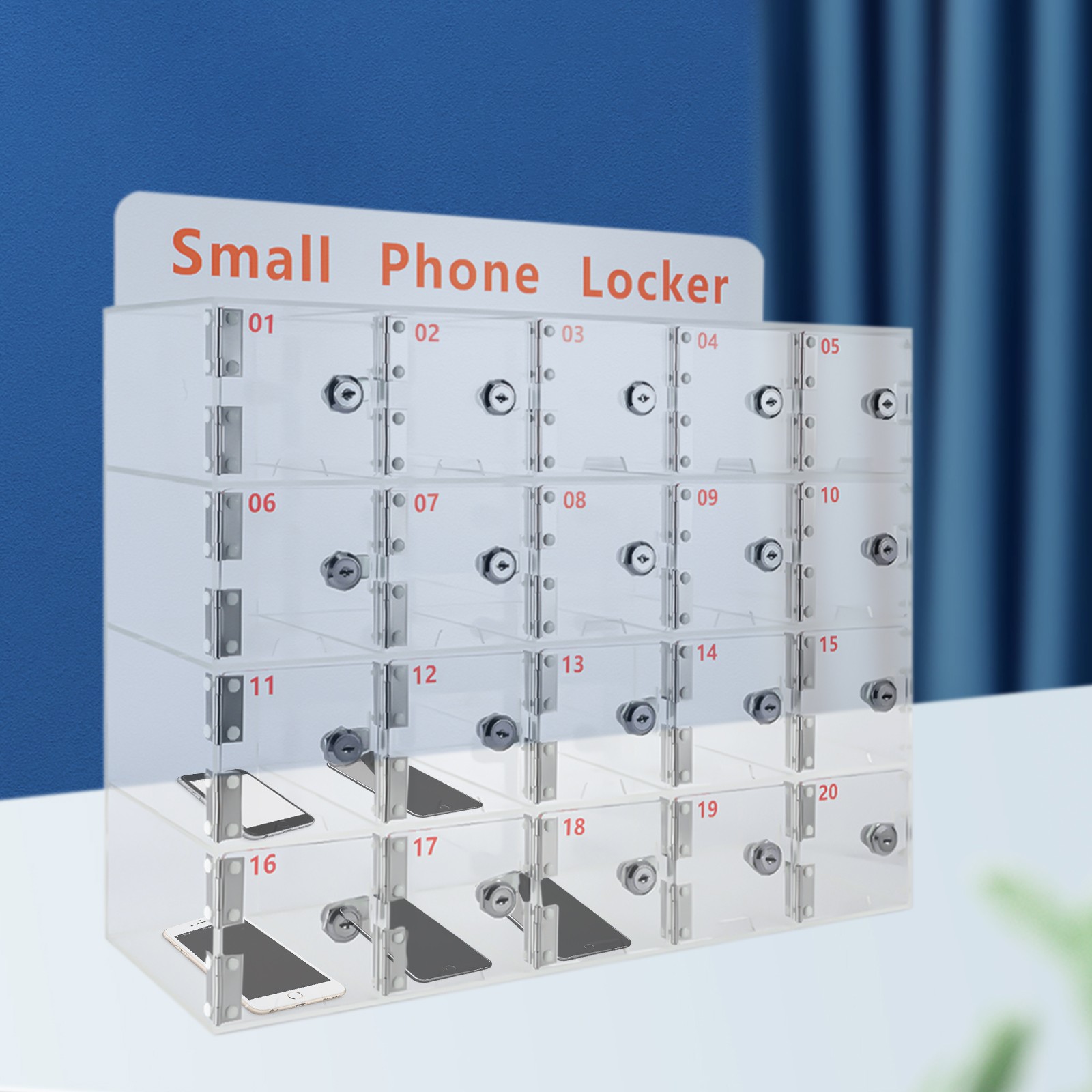 20 Slots Cellphone Locker Cell Phone Storage Box for Employees Classroom Gym 20 Slots Cellphone Locker Cell Phone Storage Box for Employees Classroom Gym