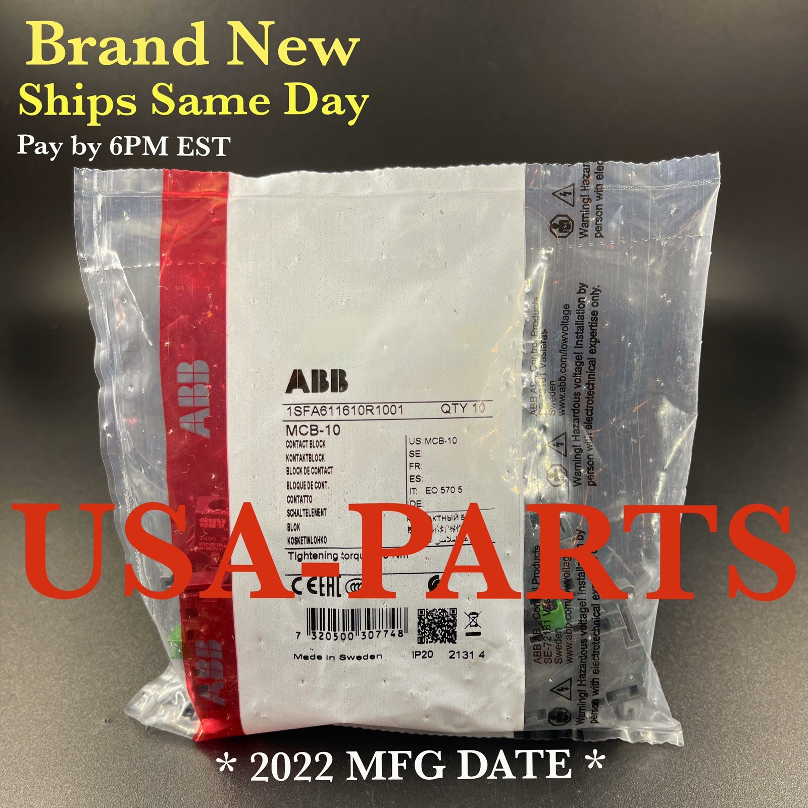 NEW ABB  MCB-10 1NO contact block *Free Same Day Shipping* 1 PIECE