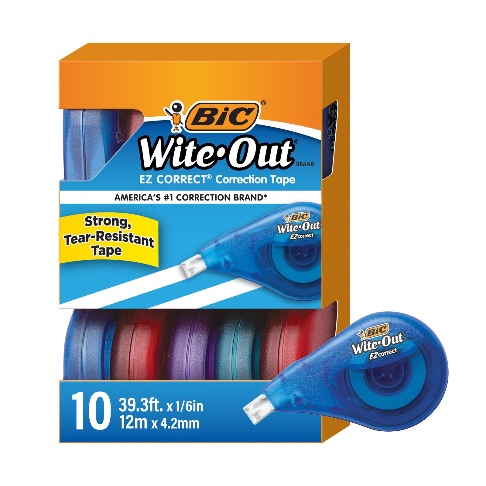 BIC® Wite-Out® Brand EZ Correct® Correction Tape, White, 10 Pack