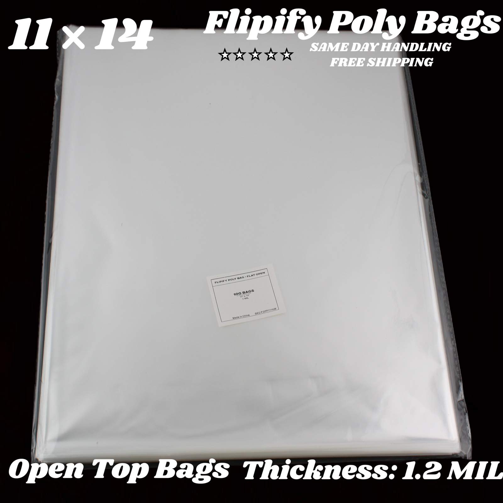 11x14 Clear Bags Large Plastic Packaging Open Top Flat Packing T-Shirt Apparel