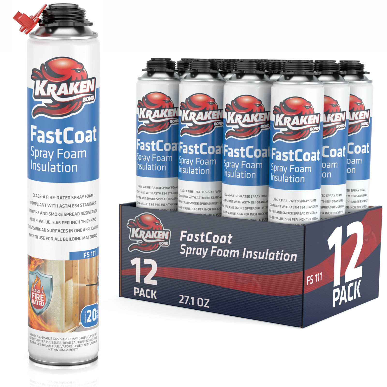 Kraken Spray Foam Insulation Closed Cell Fire Rated 240 Board Feet 27.1 oz 12 Pk Kraken Spray Foam Insulation Closed Cell Fire Rated 240 Board Feet 27.1 oz 12 Pk