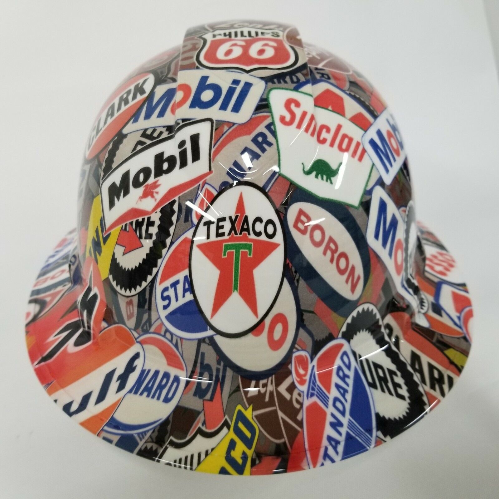 NEW FULL BRIM Hard Hat custom hydro dipped in FULL COLOR OIL AND GAS SIGNS 