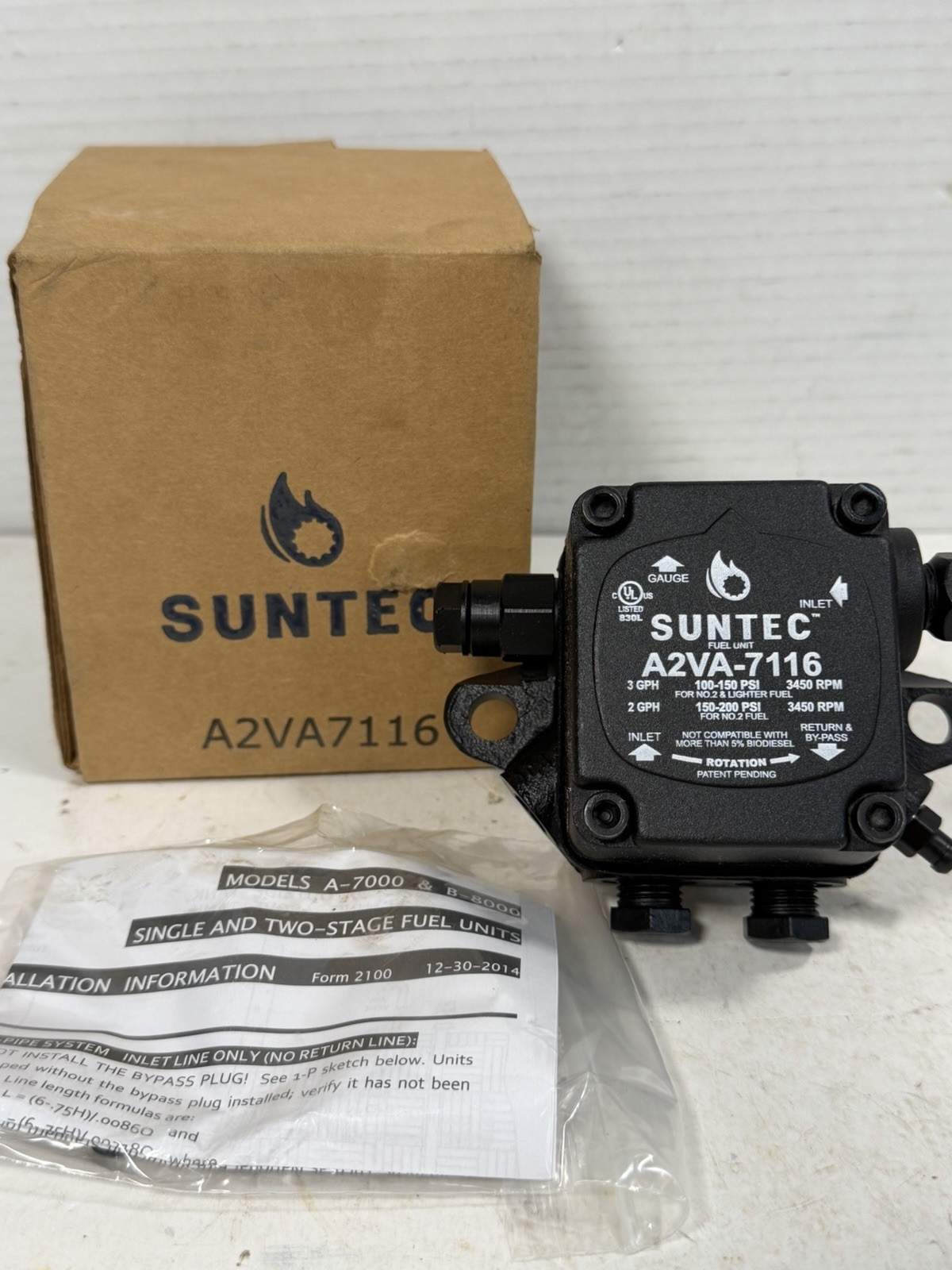 Suntec Oil Burner Pump A2VA-7116 NEW Open Box Suntec Oil Burner Pump A2VA-7116 NEW Open Box