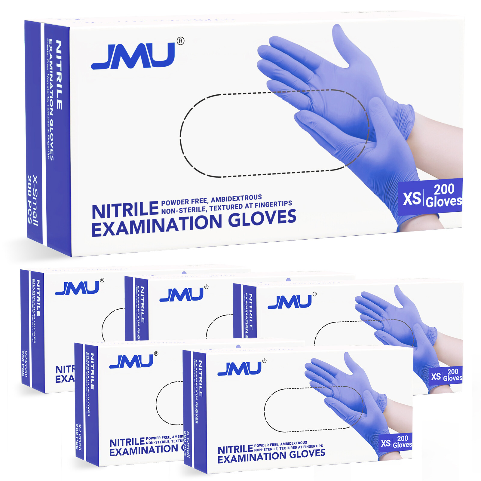 2000/CASE JMU Medical Nitrile Exam Gloves 3.5 Mil Latex & Powder Free, XS/S/M/L 2000/CASE JMU Medical Nitrile Exam Gloves 3.5 Mil Latex & Powder Free, XS/S/M/L
