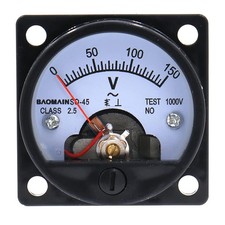 Baomain Analog Dial Panel Meter Voltmeter Gauge SO-45 AC 0-150V Round Black  picture