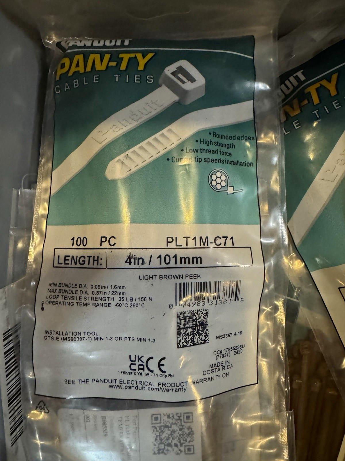 Panduit Pan-Ty Cable Ties PLT1M-C71 4” Brown PEEK 100 Pack *QTY AVAILABLE* Panduit Pan-Ty Cable Ties PLT1M-C71 4” Brown PEEK 100 Pack *QTY AVAILABLE*