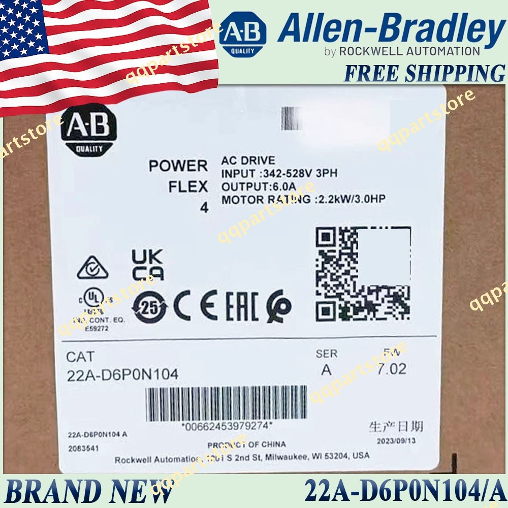 22A-D6P0N104 2022 New AB 22A-D6P0N104/A Powerflex 4 AC Drive Surplus 22A-D6P0N104 2022 New AB 22A-D6P0N104/A Powerflex 4 AC Drive Surplus