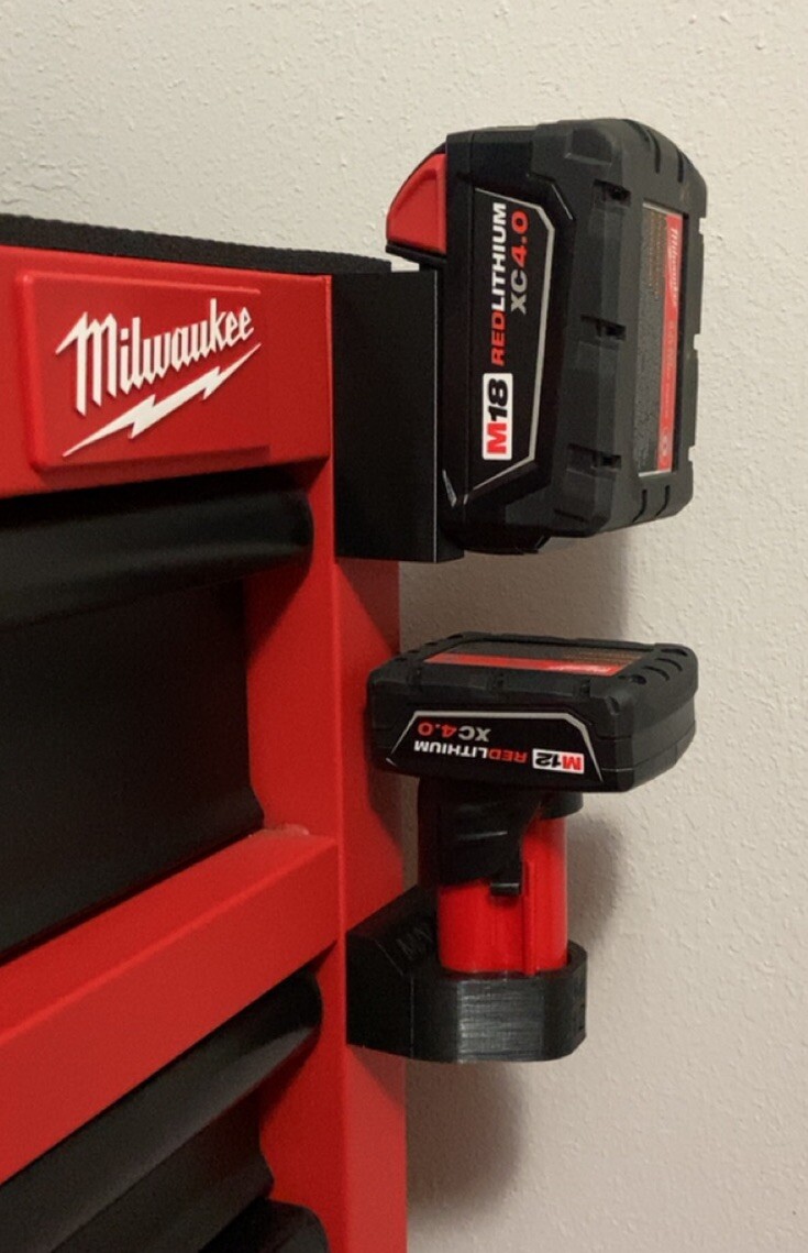 Magnet Battery Holder for Milwaukee M12/M18, Storage, Organize, Mount, Pack of 2