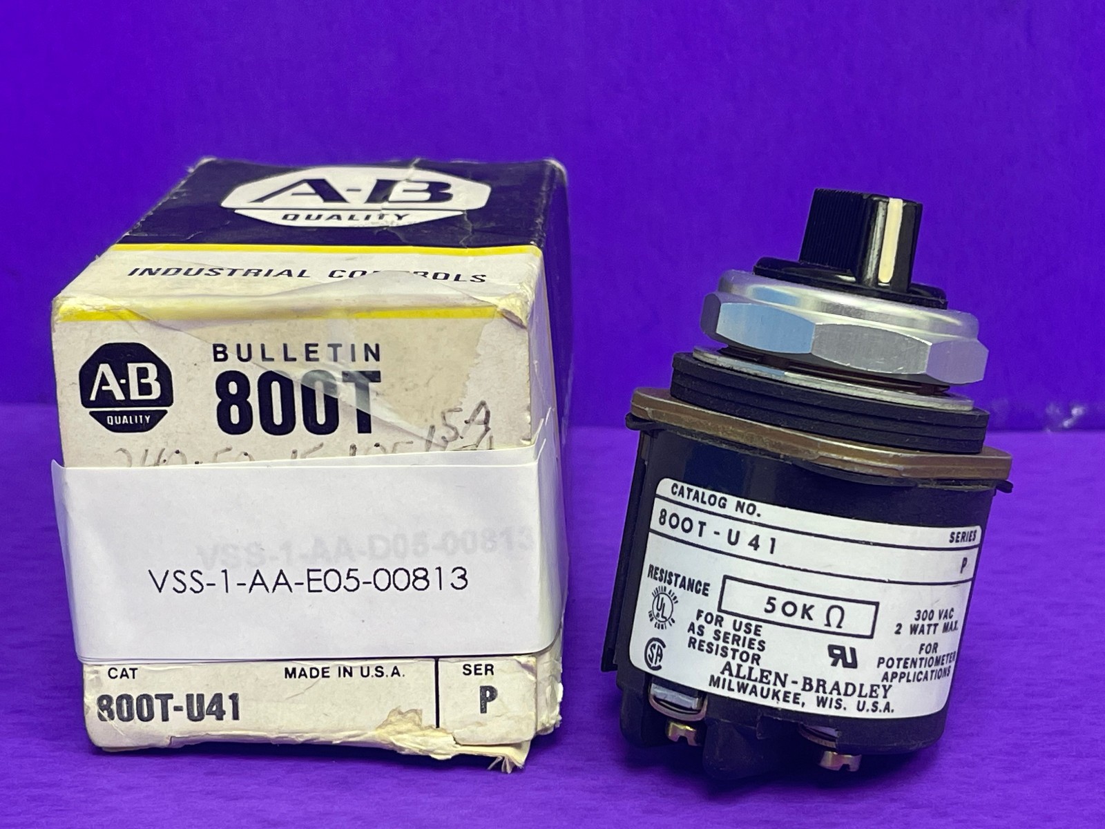 Allen Bradley 800T-U41 30.5mm Potentiometer Unit, 50 Kilohms Resistive Element Allen Bradley 800T-U41 30.5mm Potentiometer Unit, 50 Kilohms Resistive Element