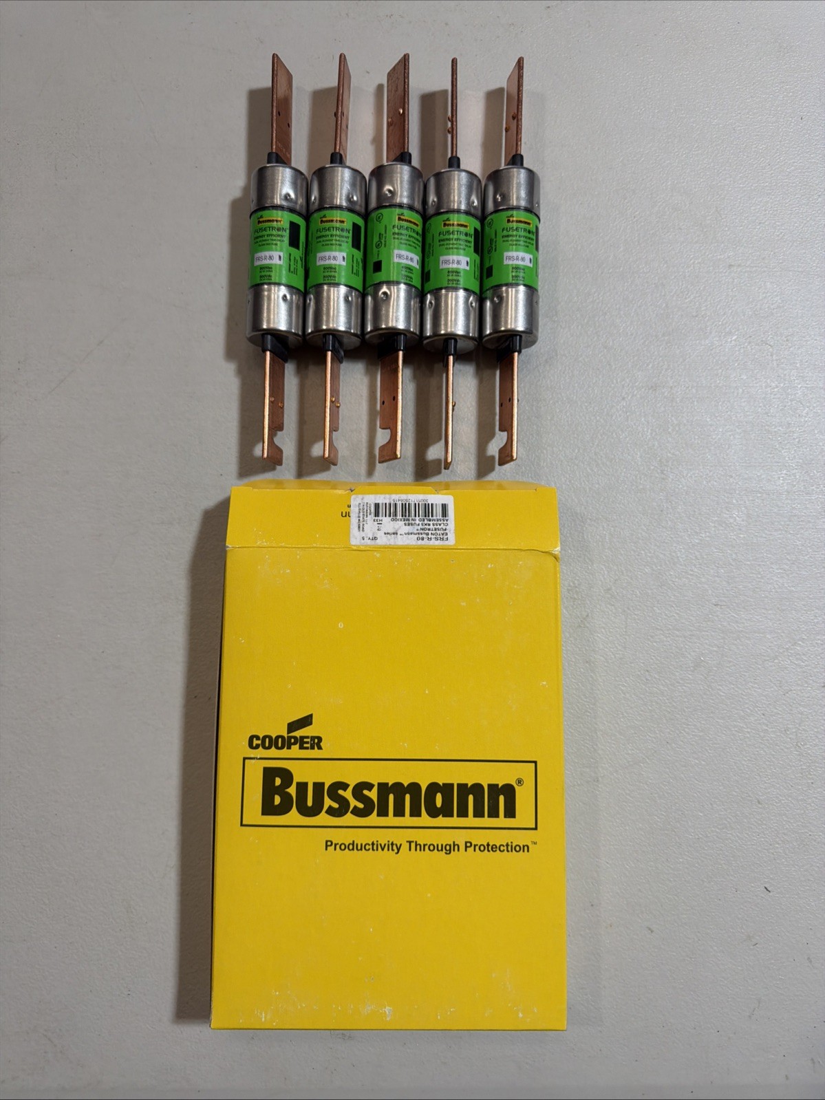 Bussmann Fusetron Copper Fuse FRS-R-80 80A 600VAC Lot of 5 New In Box Fast Ship