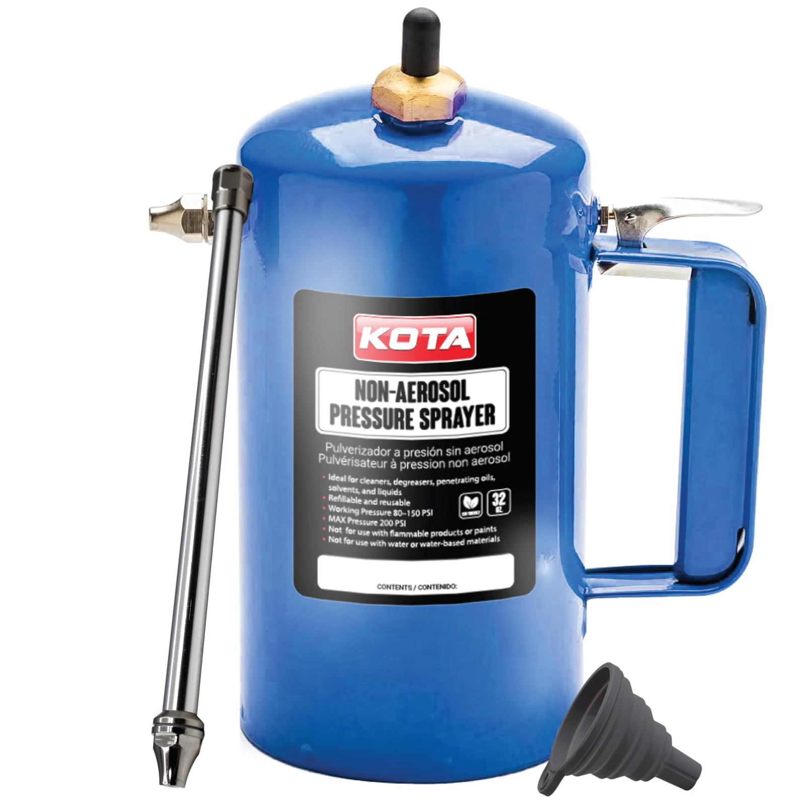 LAUCO Non Aerosol Pressure Sprayer - Refillable Pressurized 32 Ounces, Blue LAUCO Non Aerosol Pressure Sprayer - Refillable Pressurized 32 Ounces, Blue
