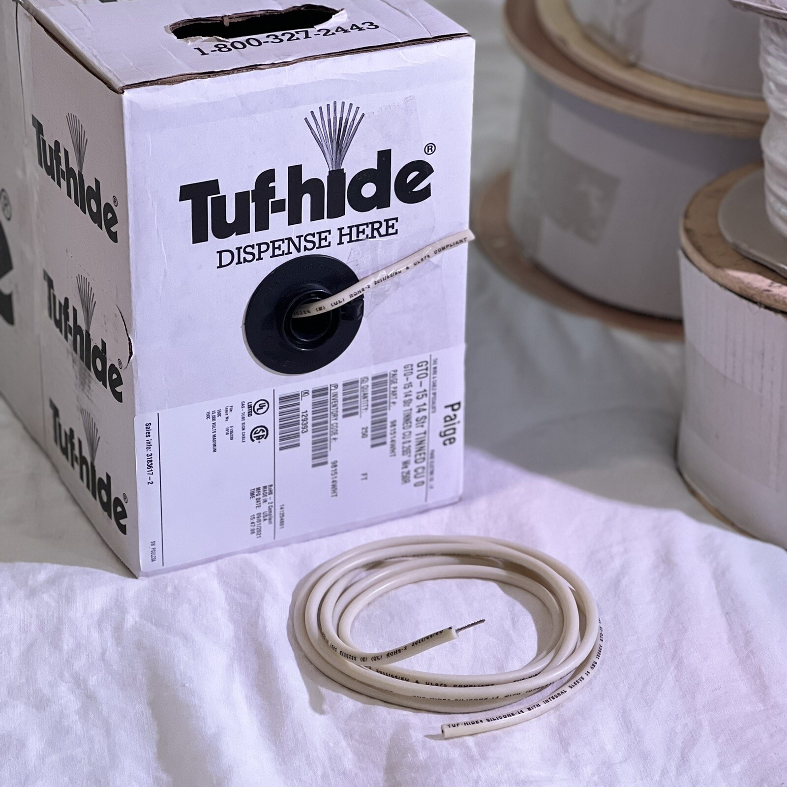 GTO15 Paige 981514 White 100 feet High Voltage NEON Sign Wire Insulated Cable GTO15 Paige 981514 White 100 feet High Voltage NEON Sign Wire Insulated Cable