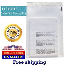 11x14 Clear Suffocation Warning Poly Self Seal Bags -ST ShipMailers picture