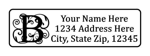 400 Fancy Monogram Personalized Return Address Labels. 1/2 inch by 1 3/4 inch