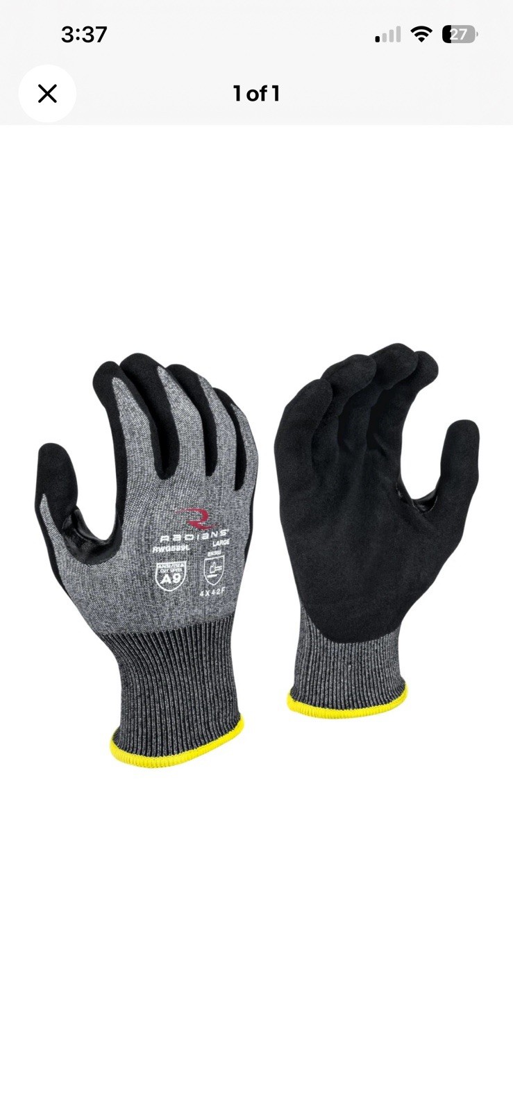 Radians RWG589xl Cut Protection Level A9 Sandy Foam Nitrile Gloves [12 PAIR]