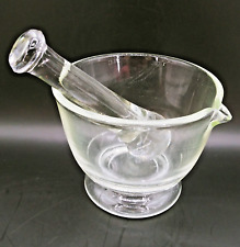 Vintage 1930s 8oz. Glass Mortar pestle Mortar & Pestle Chemistry spice Glassware picture