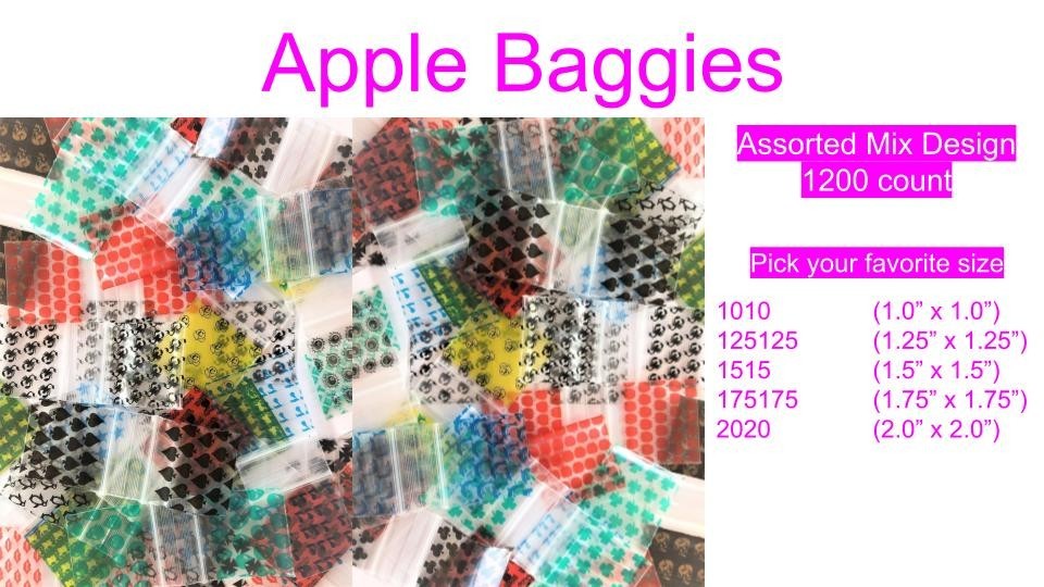 1200CT ORIGINAL APPLE BAGS MIXED BAGGIES ASSORTED DESIGNS (CHOOSE SIZE)